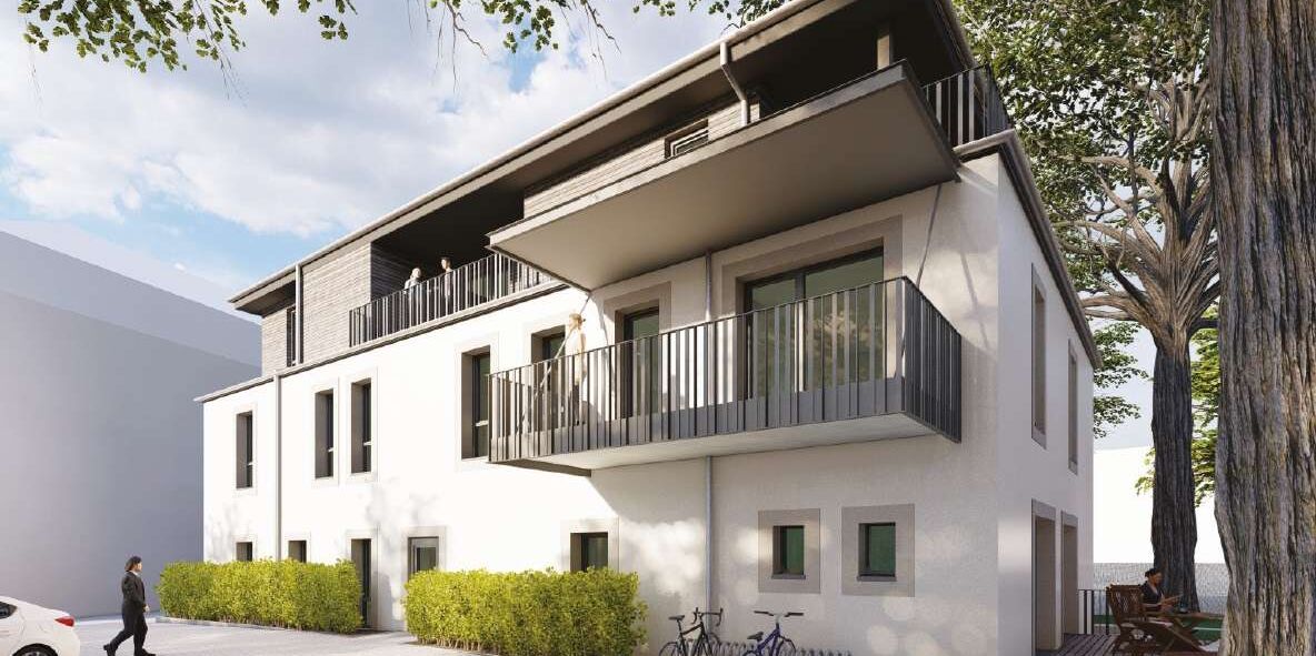 Erstbezug: hochwertig ausgestattete 3-Raumwohnung in zweiter Reihe mit EBK und großer Terrasse